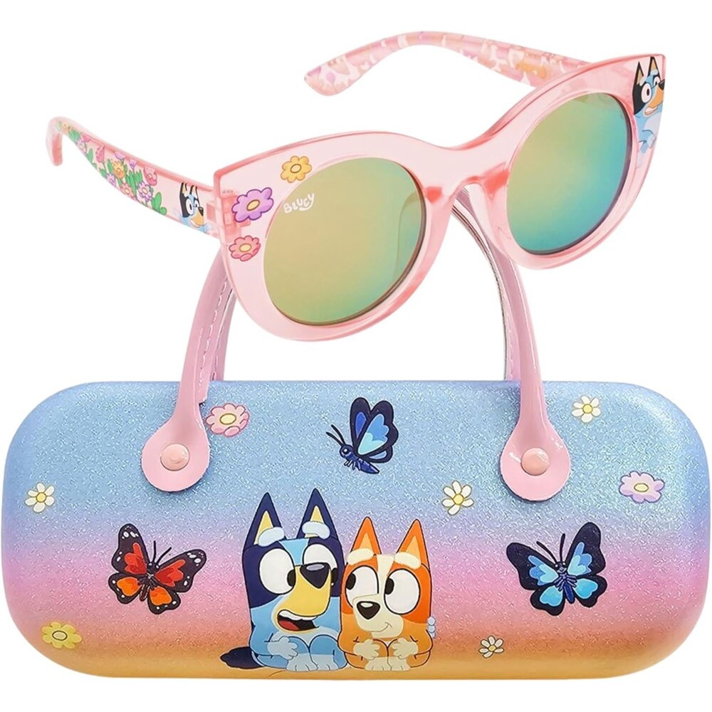 Bluey Bingo Girls Pink Cat Eye Sunglasses *Case Included*